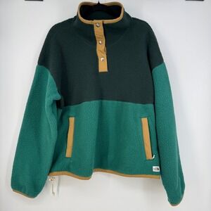 The North Face Green and Tan Fleece Sweatshirt